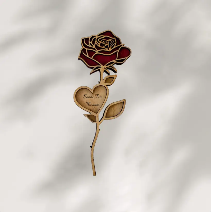 Fleur "Bonne Fête Maman" (Rouge, 20 cm)